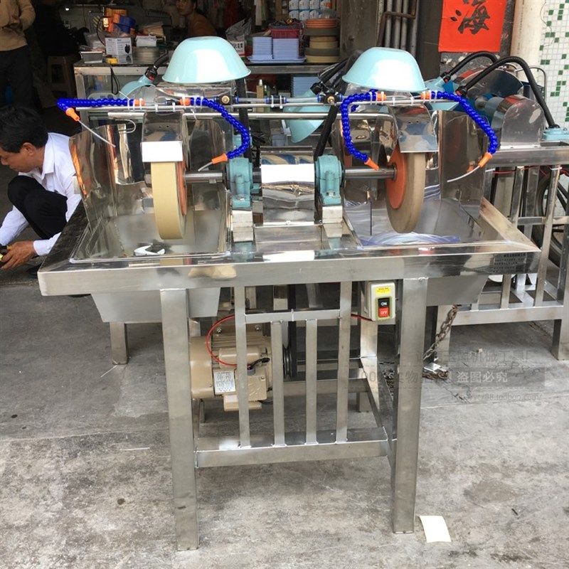 不锈钢皮带切割打磨开料绿松石冲坯双头机翡翠戒面片料抛光机
