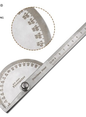 0-100mm新款量角器量角尺 不锈钢角度尺黄色刻度180度内任意旋转