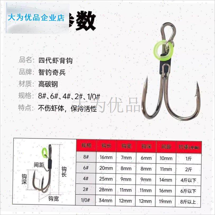 代虾背钩弹簧路亚不伤皮筋石斑D挂活钓矶卡扣鲈鱼红油专用.