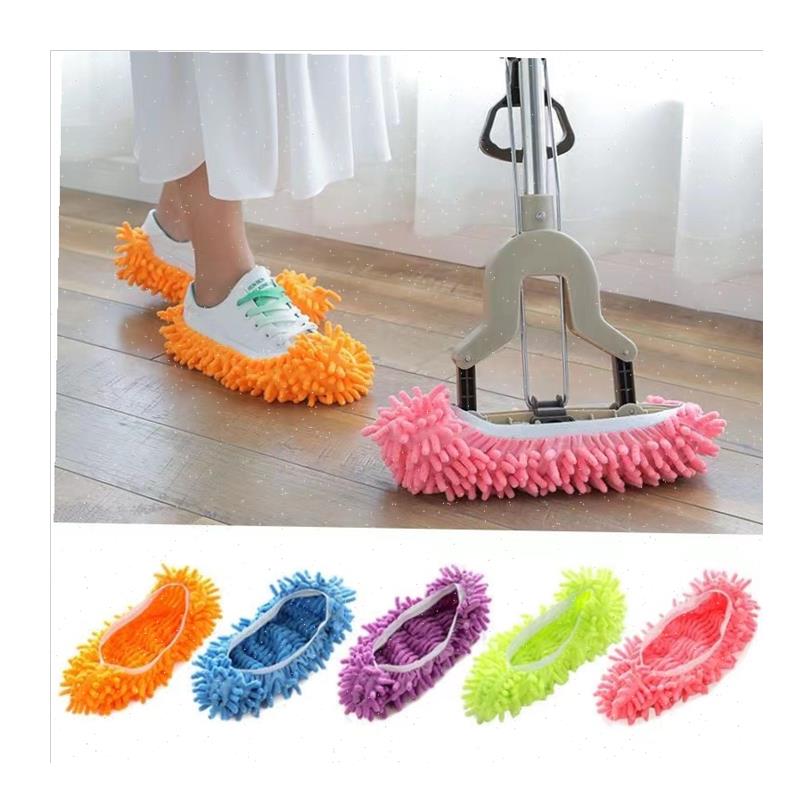 雪尼尔拖地鞋套室内家用懒u人鞋套可拆洗抹布地板擦地拖鞋拖地神,