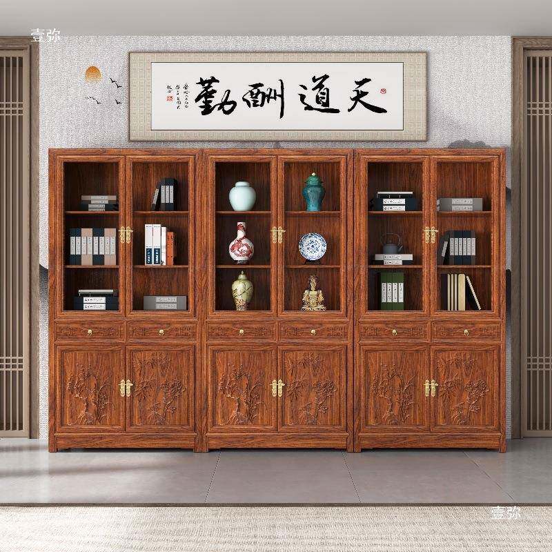 组书合家全实ZND木橱书置柜新中式物架简约中式储物柜展具示柜博