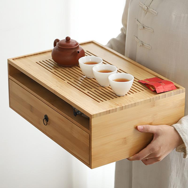 简茶盘多能茶具收体纳盒一小型家功用茶82651台海约储物竹制竹盒