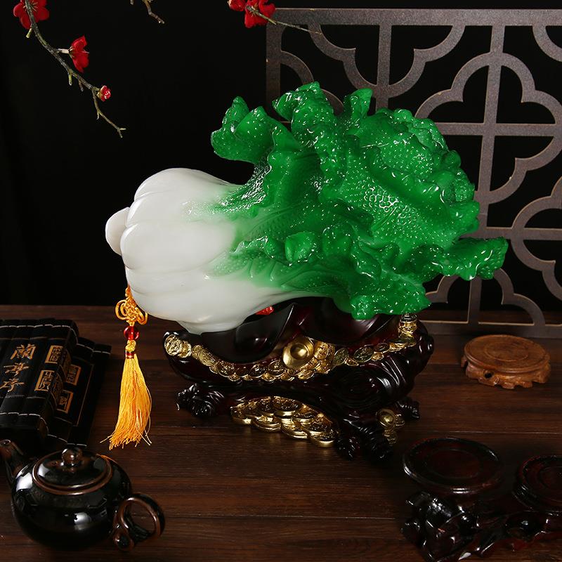 居几工艺品摆件仿玉树脂白菜摆家台公1221-3富贵办室装饰茶品
