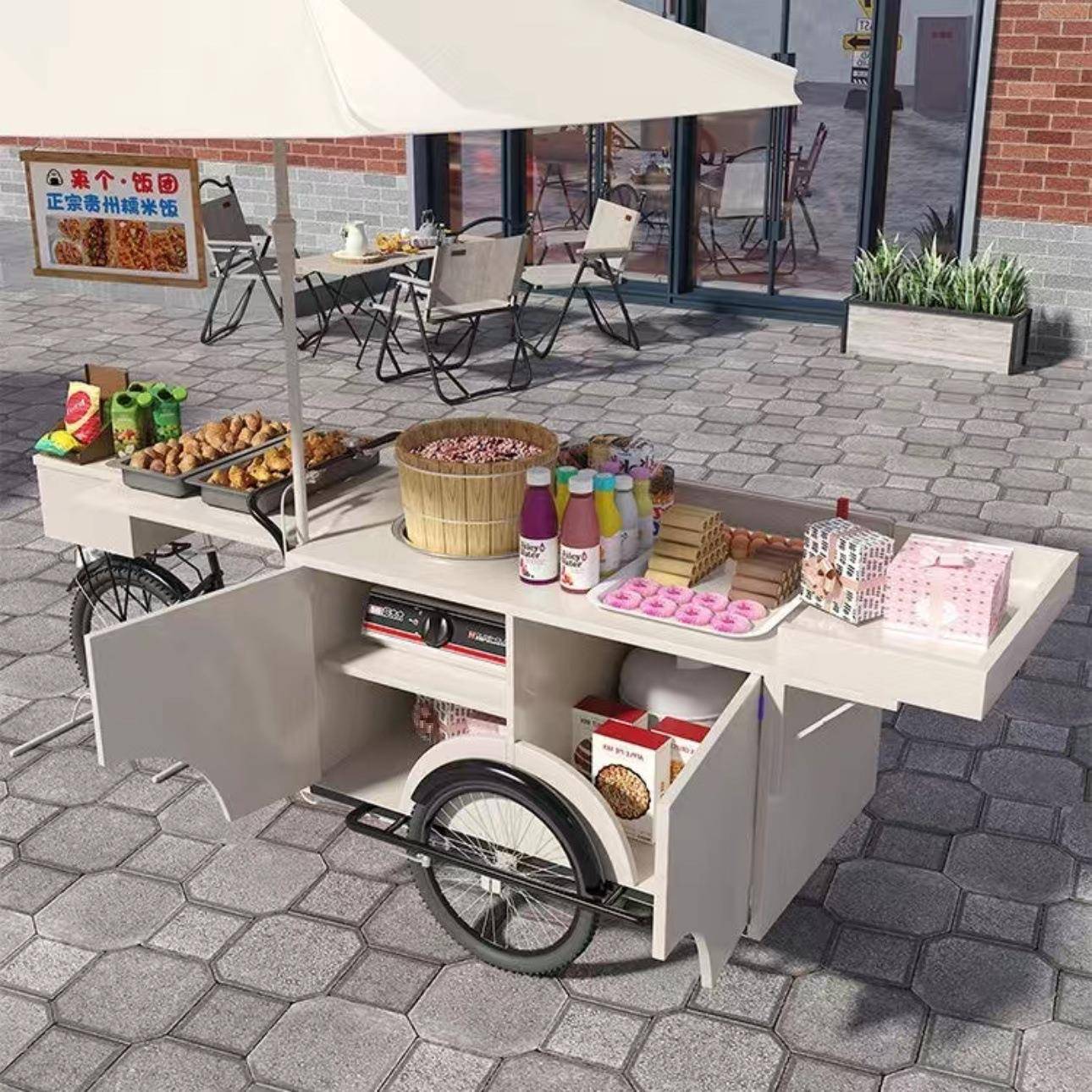 摊骑位户外流动餐车LCN可倒驴夜市糯网红促销商场米饭移动三轮车