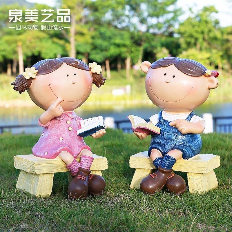 树脂卡卡通人物娃摆件通人物雕塑别墅花园庭娃院阳台田园家居饰外
