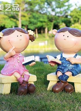 树脂卡卡通人物娃摆件通人物雕塑别墅花园庭娃院阳台田园家居饰外