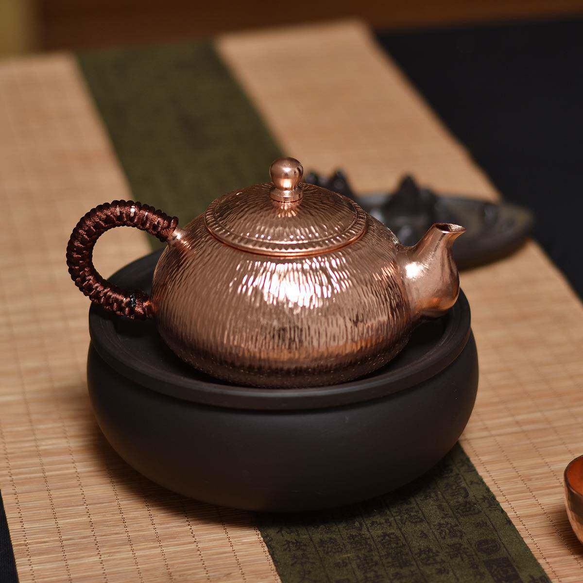 手工th014铜壶烧壶煮茶水铜壶小铜水壶老铜温酒器壶紫铜壶
