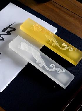 新中式代架磨砂水琉璃玉现玺镇纸摆EKFrie2D件样房间博古板书房佛