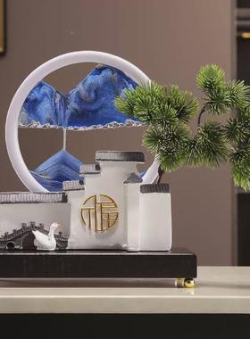 客松创意山水流沙画摆件沙新漏中式客USR厅玄办公室高档装饰迎关