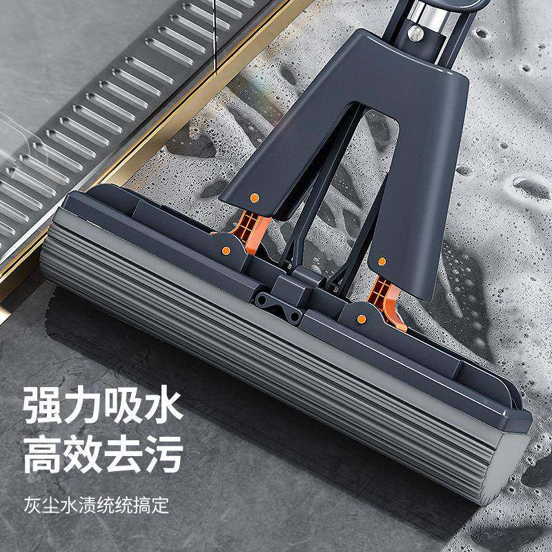 新款对折式海棉拖533免手洗吸懒把人家用净拖地水一拖带桶