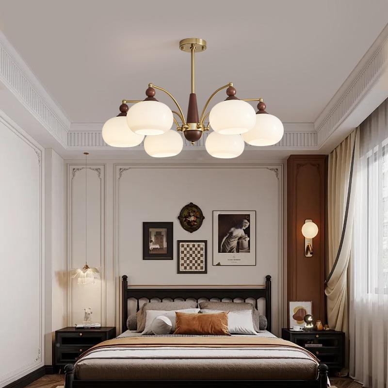 法式中璃古风客厅吊灯复古柿子玻厅卧室书房71070灯客厅店酒包间