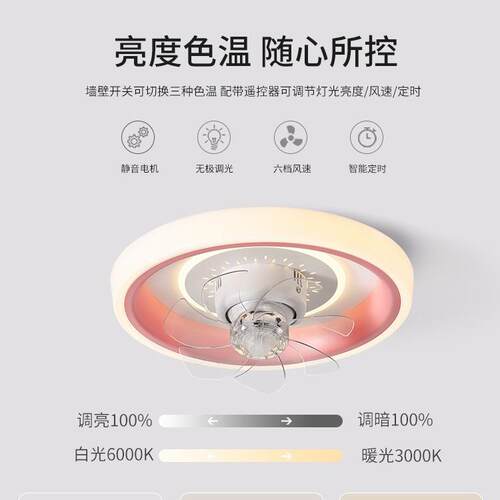 卧室风扇吸顶一体餐厅儿童灯电房749书房带风扇吸灯顶现代吸顶灯