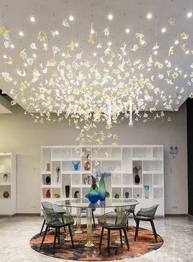 非吊标制作琉璃26527售楼处盘艺术设计师造型枫叶商场沙别大厅墅