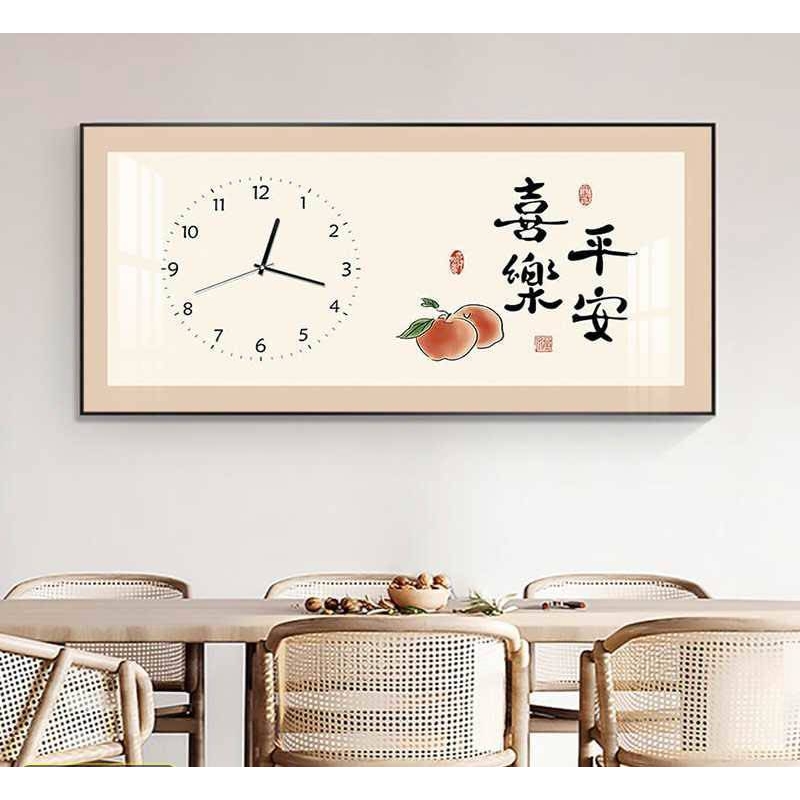 新中式万历电子钟表画餐厅画挂钟墙上装饰画创意钟表客厅家用饭厅