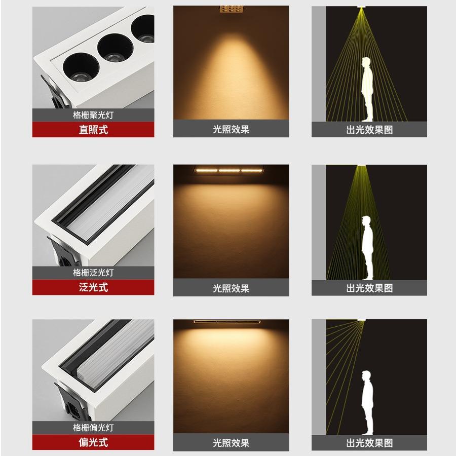 嵌入式智能栅hy-gs-01灯天花调长条形偏光灯泛光无极调灯光格色护