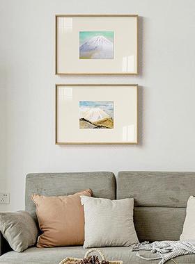 YZ202210吉野联日景卧式风客厅背景装饰画原木风民宿室挂画双自然