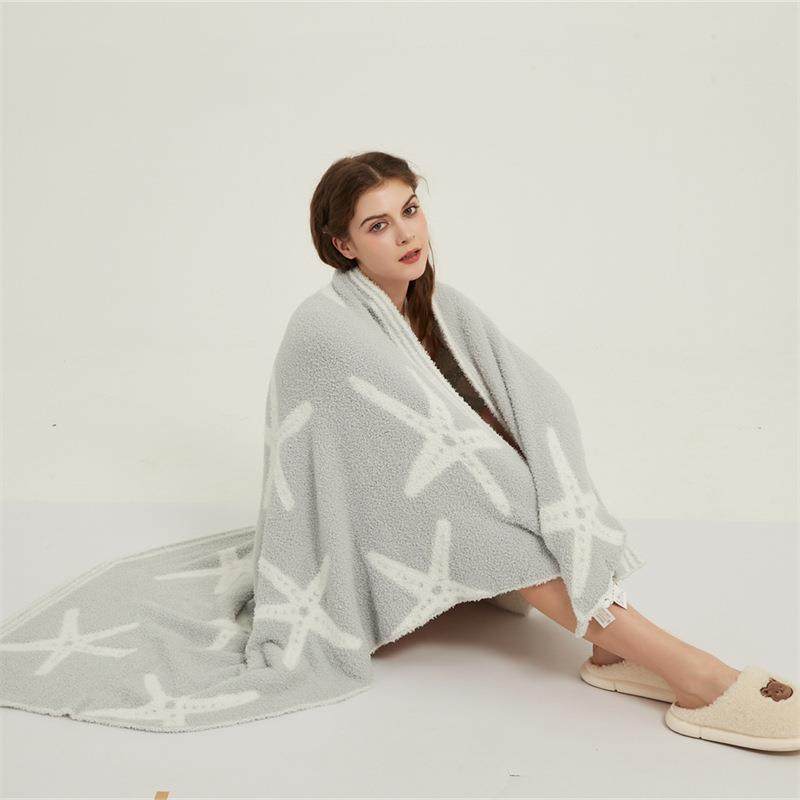 线A海星类边绒软绵绵海星毯毯毛毯子沙发盖半毯软装搭配线子