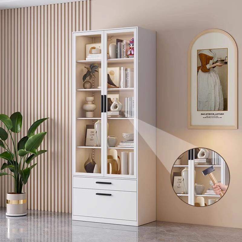 钢书柜带尘玻璃门家用防客约厅简落地铁艺CJT书架组合制儿童展示