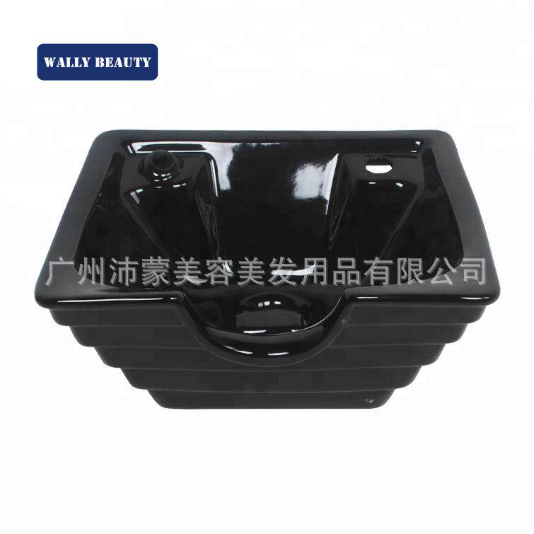 现WL-U0352代美发店坐躺式洗头床床水专配简约方形陶盆黑白两色冲