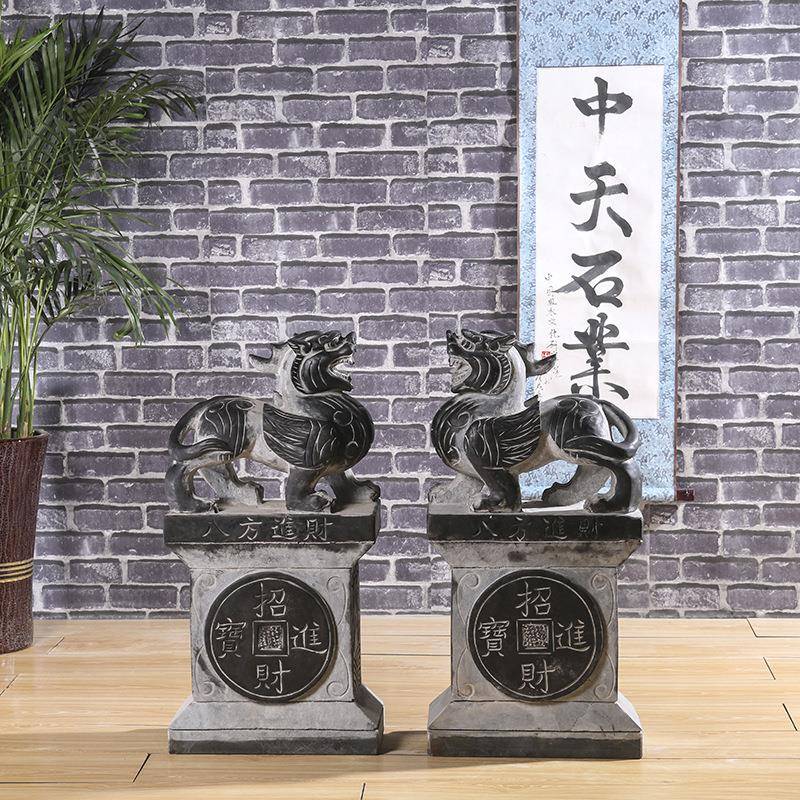石门雕青石貔貅抱鼓石摆件户外草坪灯日式庭院花园酒墩店落地灯灯