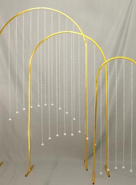 新款婚庆礼道铁艺高山流KVH水路引婚布珠置T台圆形帘拱门具装饰摆