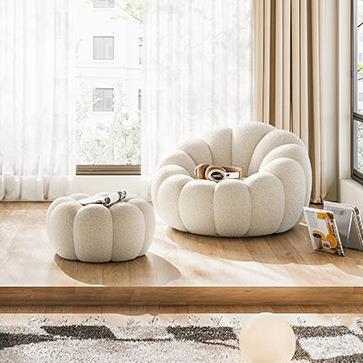 布艺单高沙品质网红发南瓜懒人沙发人沙客厅卧室可旋转XM-7061发