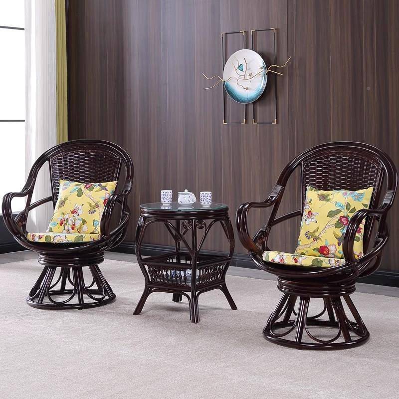 天然椅靠背椅藤编椅子茶几藤桌椅组藤椅真三件单ELT套阳台人藤旋