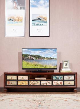 美式电视柜置地组合客全套茶几简厅约现小水户11774型复古胡代桃