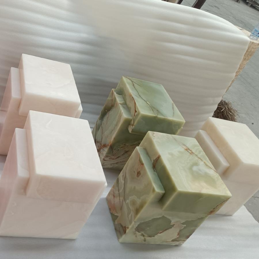 轻奢客厅卧室沙发QAZ粉玉整床石简边桌边几头柜小桌子代约方形现