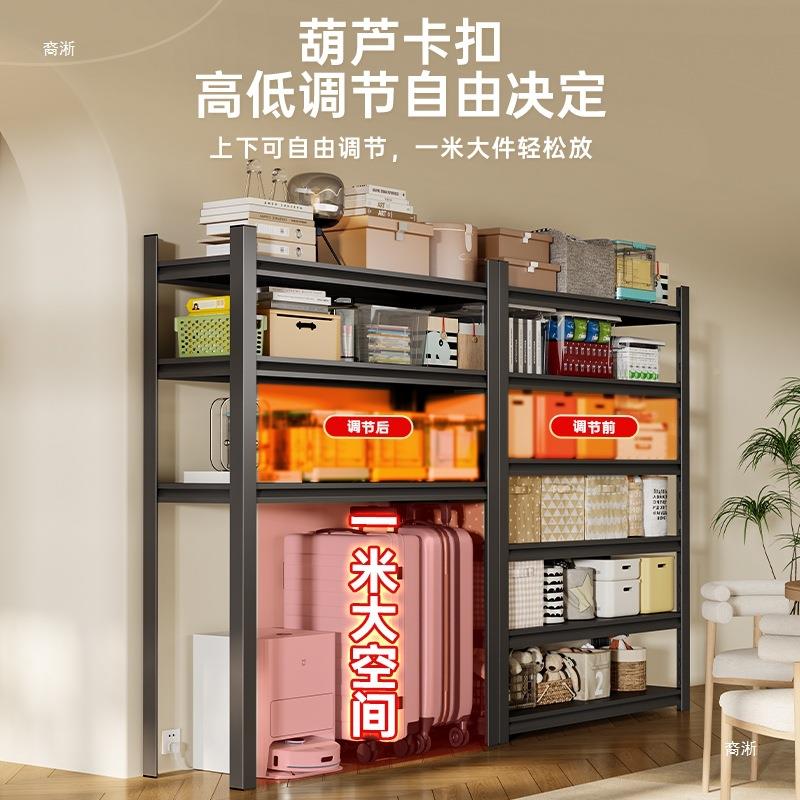 家用货架多架层物置QQI落地阳超市台快递收纳架展示架钢制杂物储