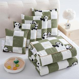 A枕抱被子两用午睡毯子车二合一车用靠背载枕头Fh d秋冬天加 x}b