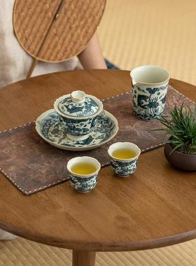 唐彩83340纹手古风干泡茶席桌布棉麻缝旗泡桌茶垫茶桌隔热茶垫道