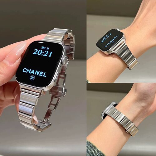 高级一株不锈钢金属蝴蝶扣表带适用小米9pro透气8pro红米watch6/5