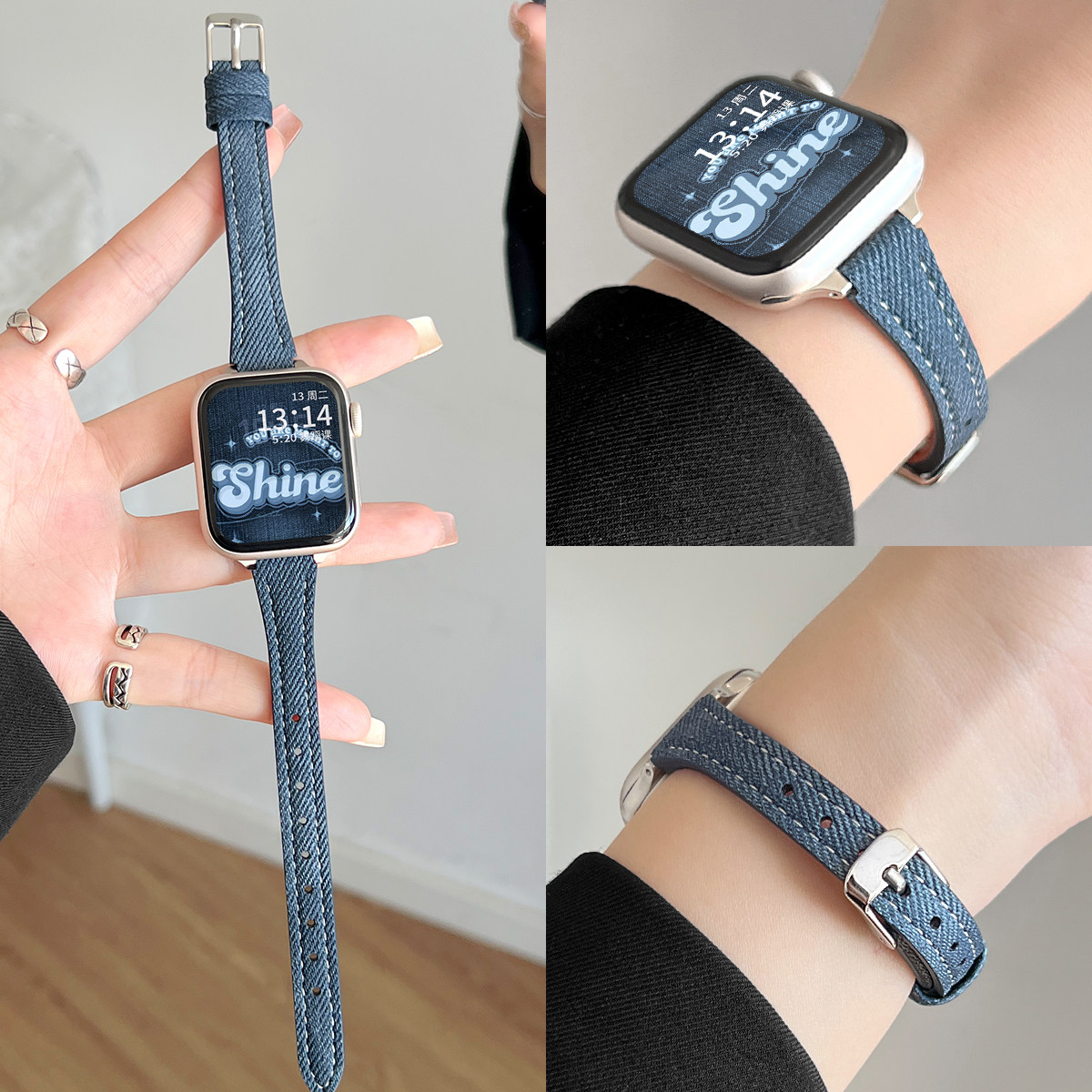 适用华为watch fit4手表带新款5牛仔手带watchfit3智能运动手环腕