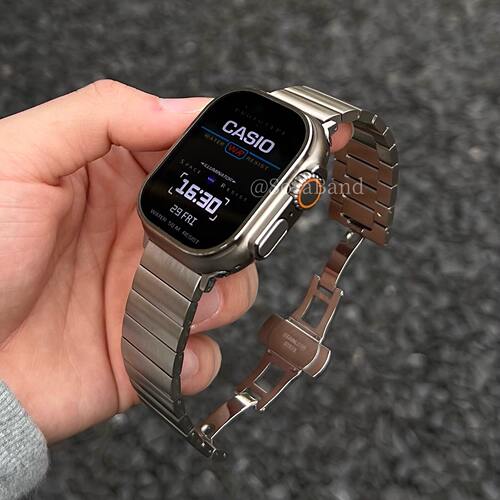 适用Apple Watch金属表带 复古蝴蝶扣SosaBand 38mm至49mm智能手