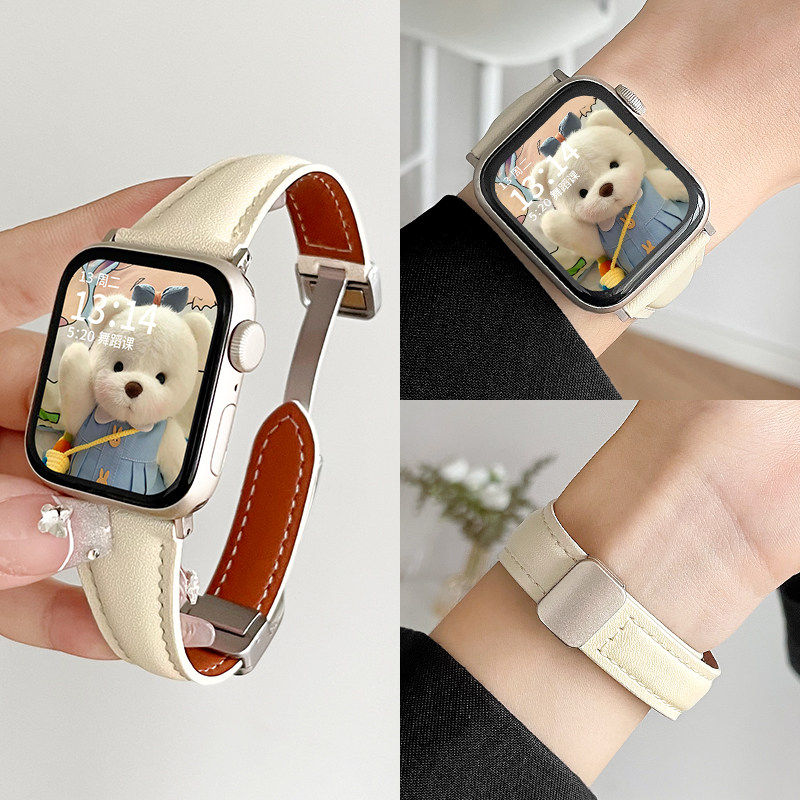 适用华为watchfit3/4手表带真皮磁吸小香风watch fit2手带高级感5