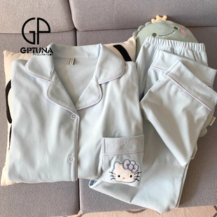 日本GP德绒睡衣女款冬季helloKitty海岛绒加绒加厚春秋套装家居服
