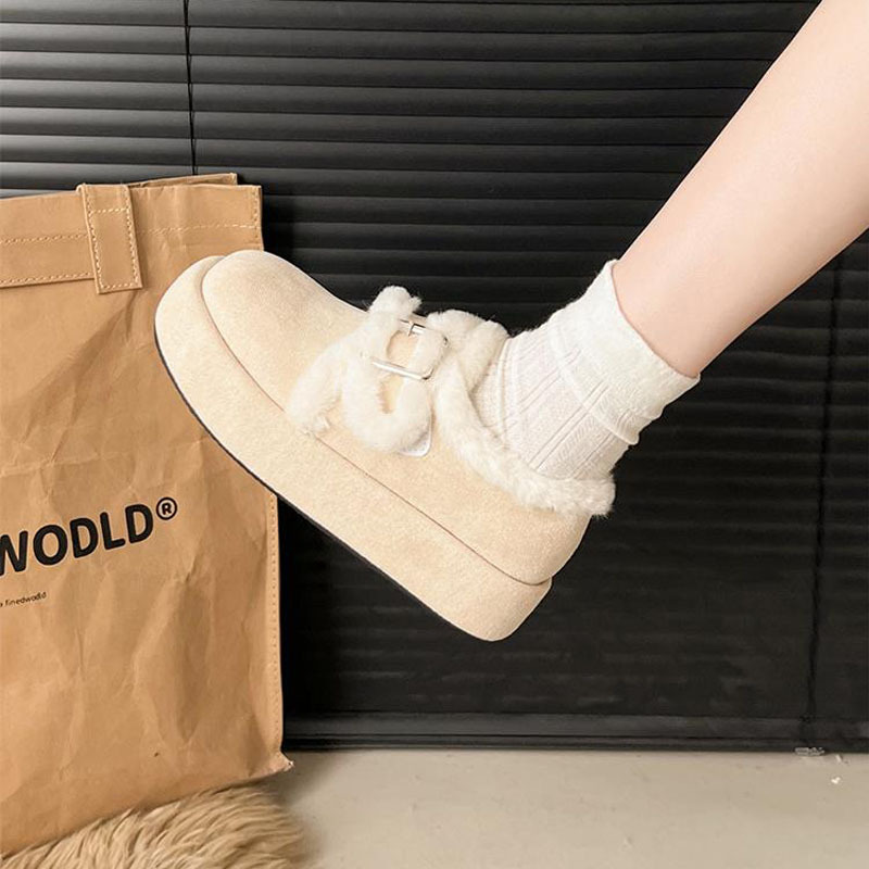 Mostarsea 时尚百搭~ 加绒厚底棉鞋女2025秋冬新款毛毛勃肯雪地靴