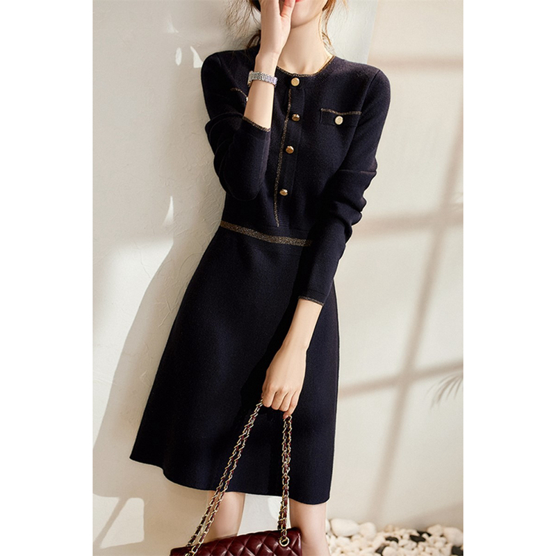 欧洲站2025秋冬新款气质优雅收腰惊艳绝美御姐名媛轻熟针织连衣裙