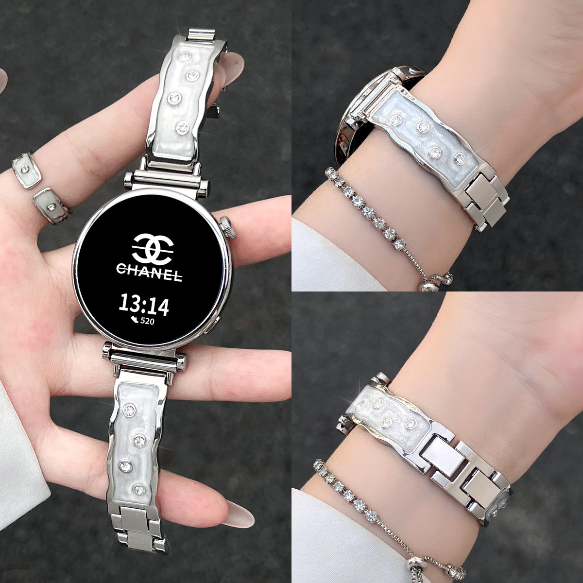 适用华为gt5/6新款手表带金属手镯watch5腕表带专用5pro女表智能