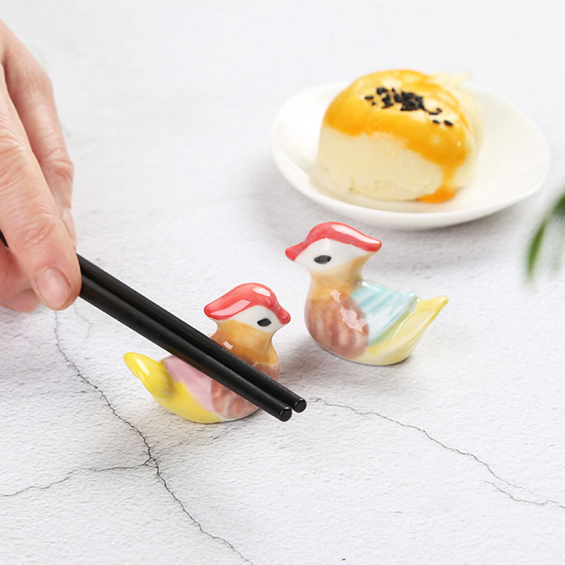 创意可爱鸳鸯陶瓷筷子架