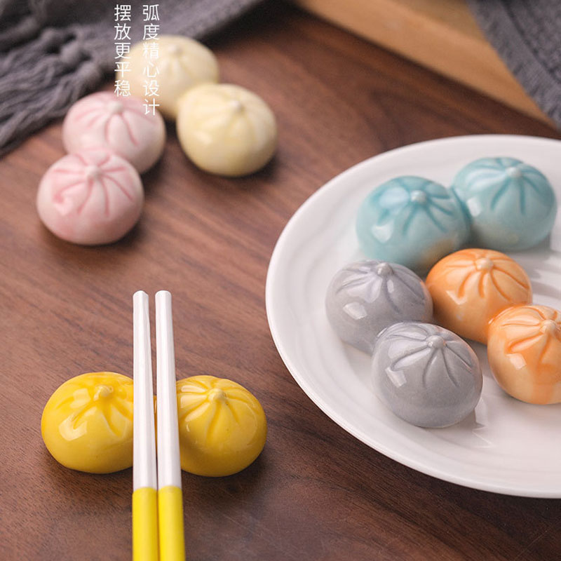 创意可爱小包子陶瓷筷子架