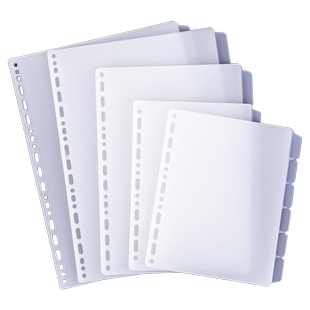 带孔的分隔板A4活页本PP塑料隔板分类卡A4索引分隔页塑料分类夹板b5活页本分页纸a5彩色隔页纸通用孔型分隔页