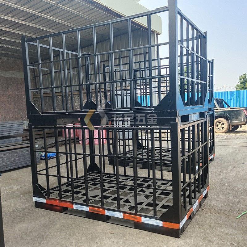 黑SWJ色重型铁框周转箱钢料箱轮胎堆垛货架工用厂周箱转优铁惠供