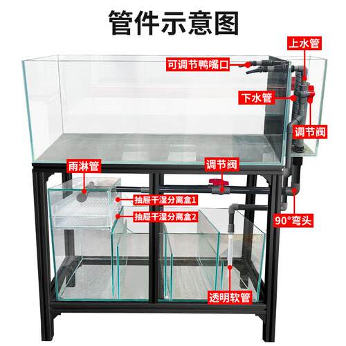 现货超白生态溪流缸揹包D鱼缸客厅水族箱原生溪流缸