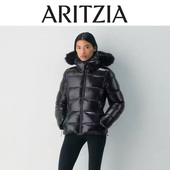 加拿大正品 Aritzia中长款 6格收腰毛领鹅绒亮面puff收腰羽绒服外套