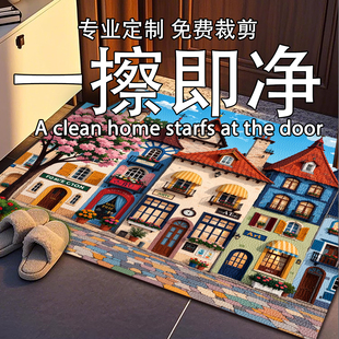 皮革入户门地垫免洗可擦可裁剪防滑门口进门脚垫室内玄关PVC地垫