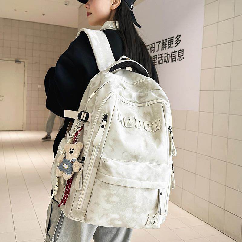 减负护脊宽背带书包初中女生高中生男款双肩包大学生旅行户外背包