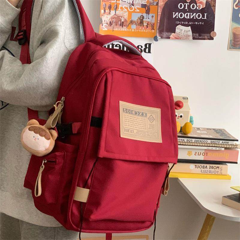 韩系书包女大学生小众设计感大容量高颜值背包女初中高中双肩包潮