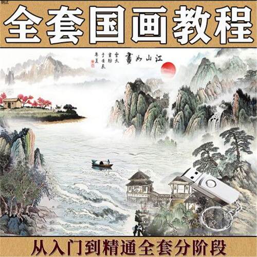 国画视频教程u盘入门零基础学中国山水全套写意工笔人物花鸟优盘